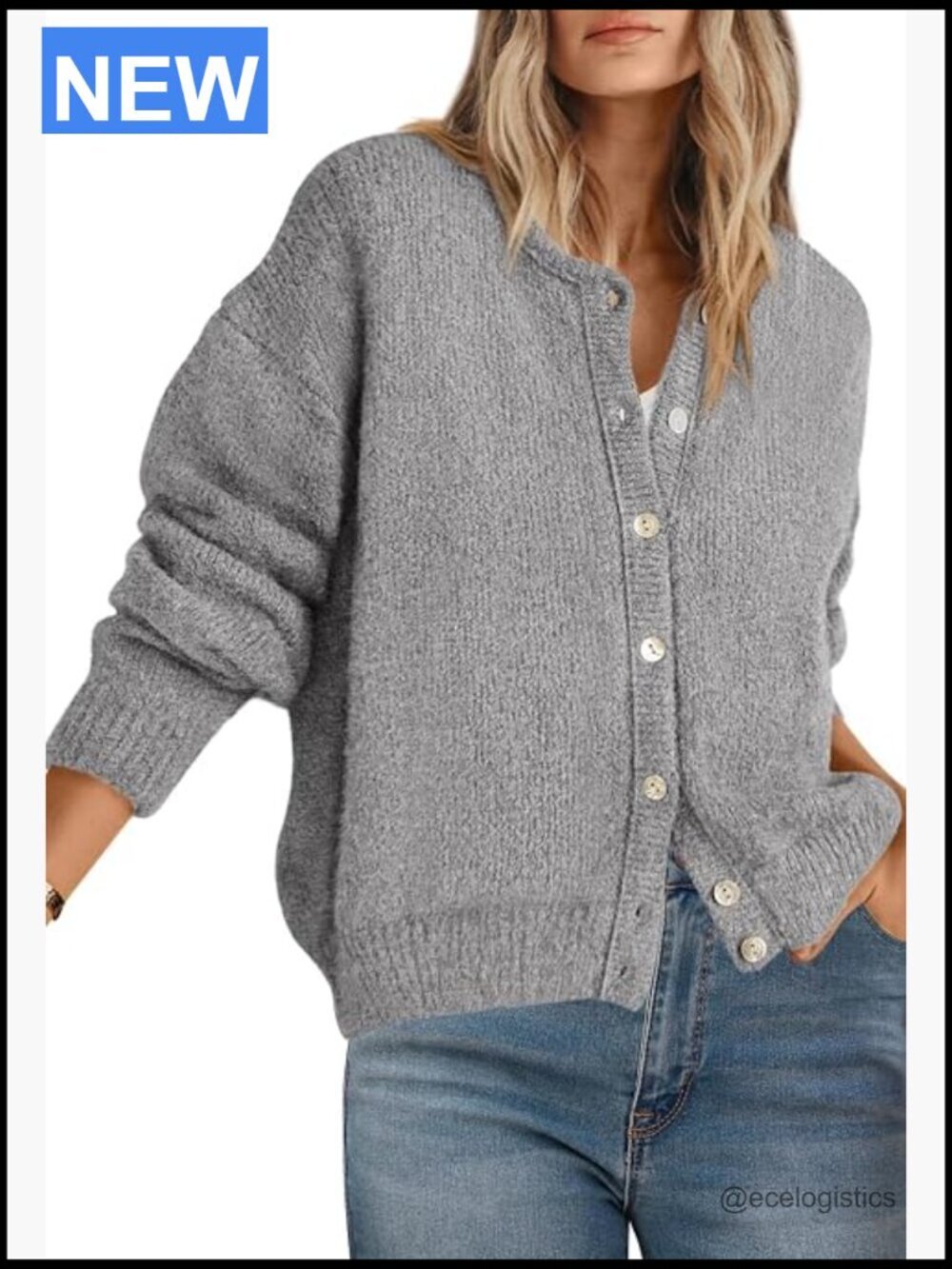 Chunky Knit Open Front Cardigan with Button Closure